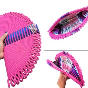 Pink Handmade Cotton Rope Clutch Bag For Ladies