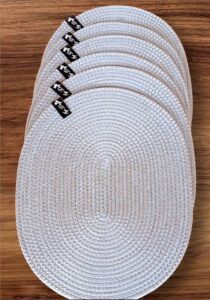 Set Of 6 White Oval Cotton Rope Placemats