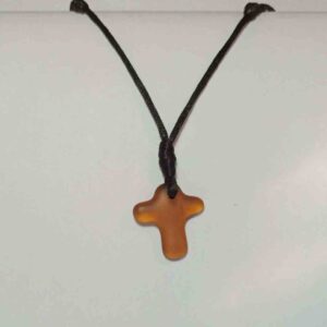 Amber Glass Cross Pendant