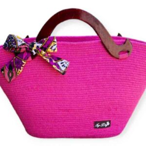 Pink Bow Handmade Cotton Rope Handbag