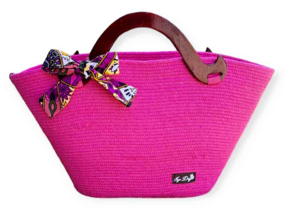Pink Bow Handmade Cotton Rope Handbag