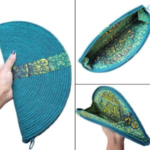 Blue Handmade Cotton Rope Clutch Bag For Ladies