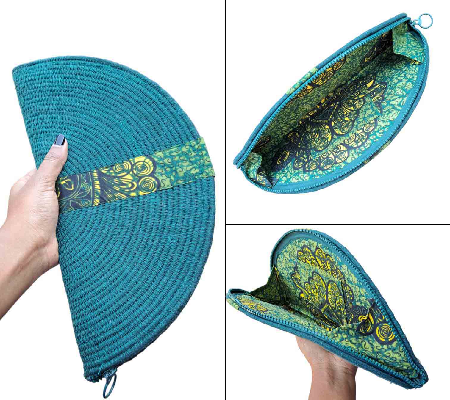 Blue Handmade Cotton Rope Clutch Bag For Ladies
