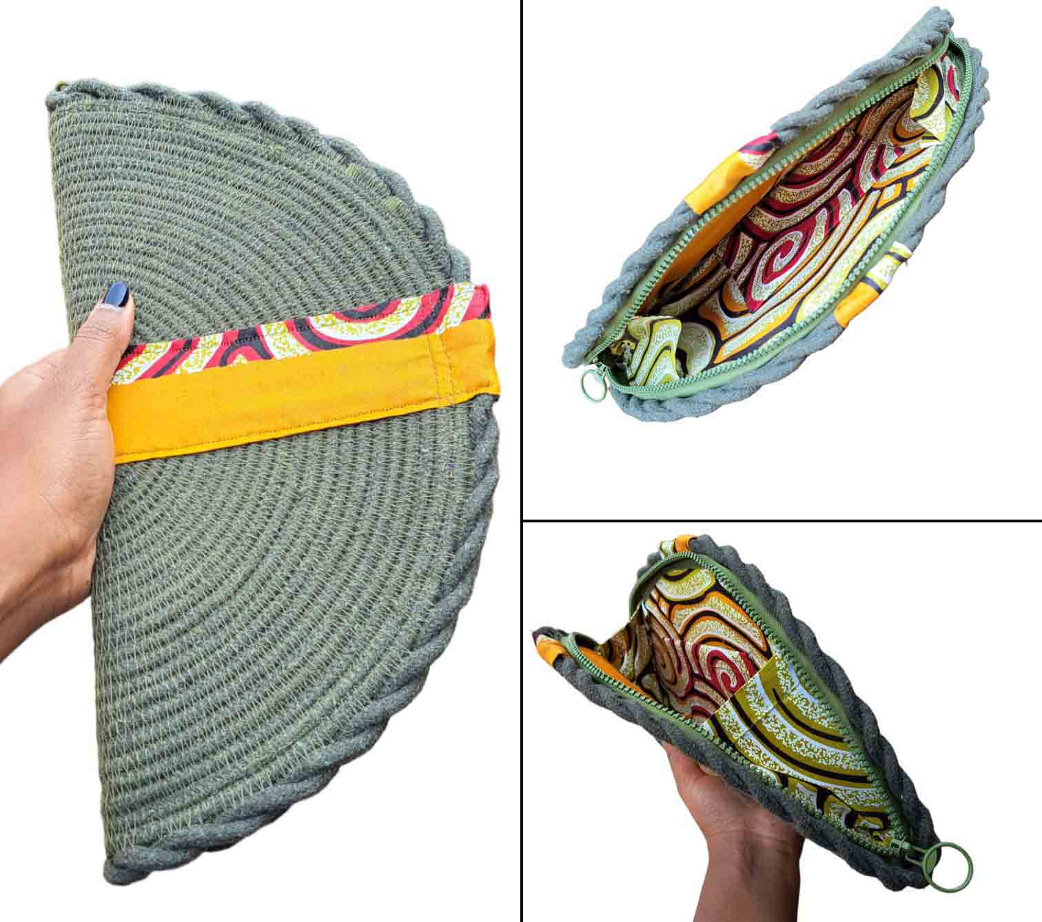 Handmade Grey Cotton Rope Clutch Bag