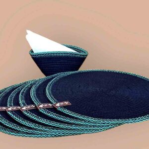Black Round Cotton Rope Placemats- Set of 6