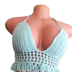 Blue Crochet Top For Ladies