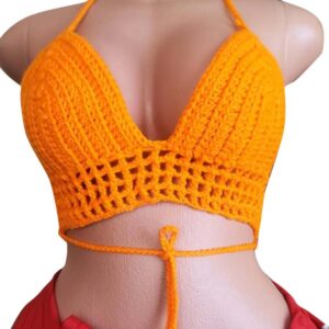 Orange Crochet Top For Ladies