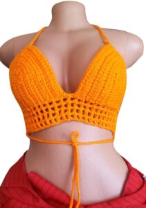 Orange Crochet Top For Ladies