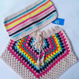 Light Crochet Two-Piece ( Matching Top And Shorts) For Ladies