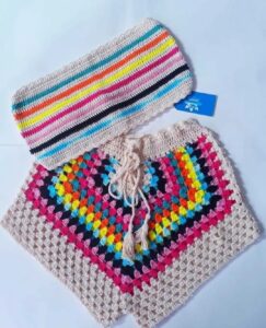 Light Crochet Two-Piece ( Matching Top And Shorts) For Ladies