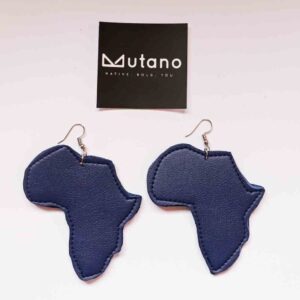 Blue Handmade Faux Leather Africa Earrings