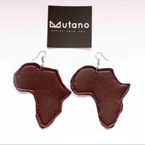 Earthy Faux Leather Africa Earrings (Ladies African Jewelry)