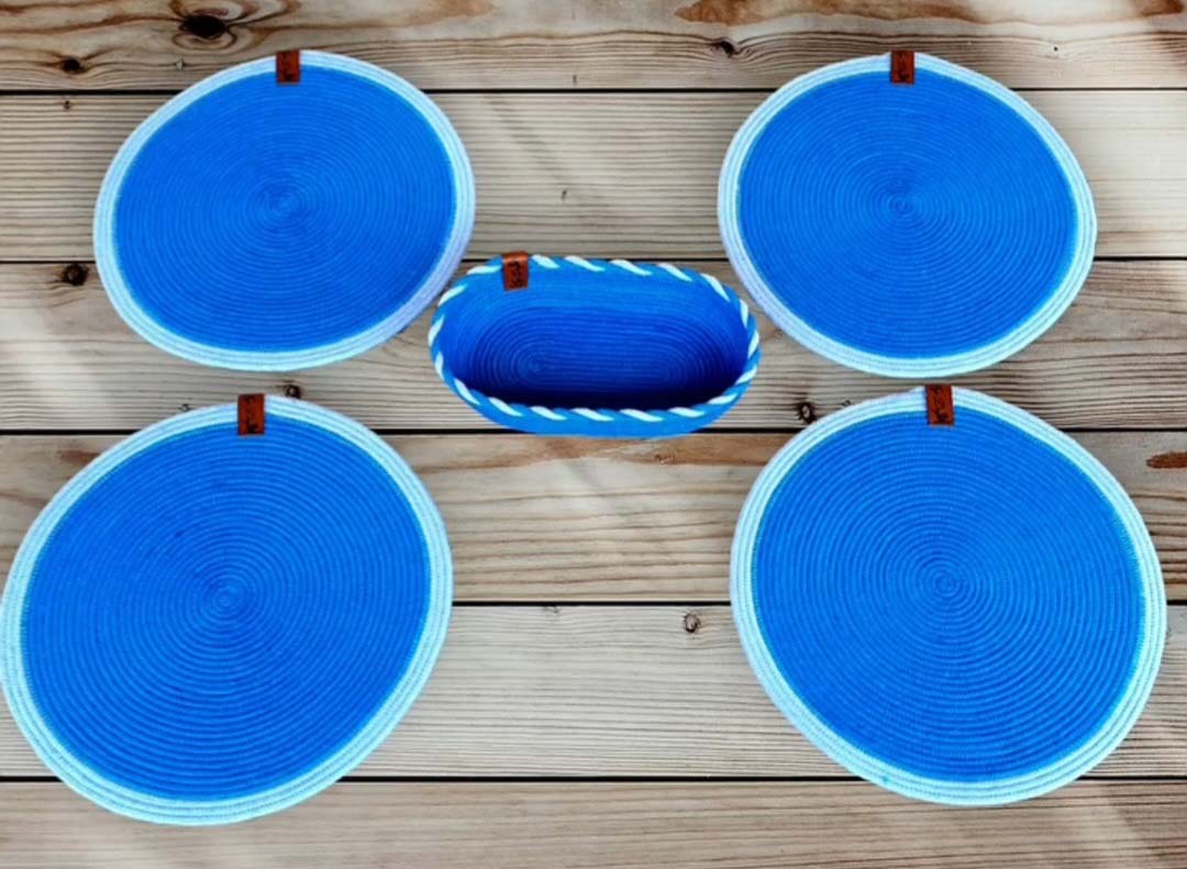 Cotton Rope Tablemats And Cutlery Basket- Set Of 4 - Image 2