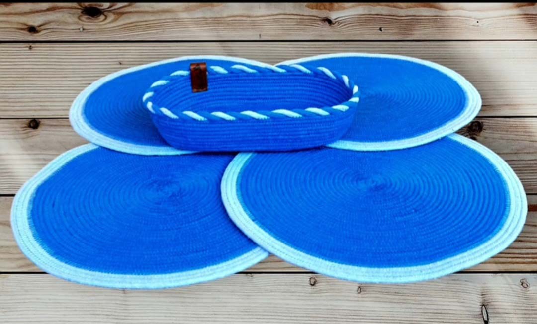 Cotton Rope Tablemats And Cutlery Basket- Set Of 4 - Image 3