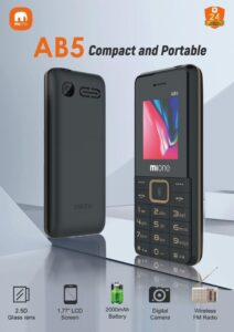 MiOne AB5- Dual SIM 1.77″2500mAh Wireless FM Spotlight Torch