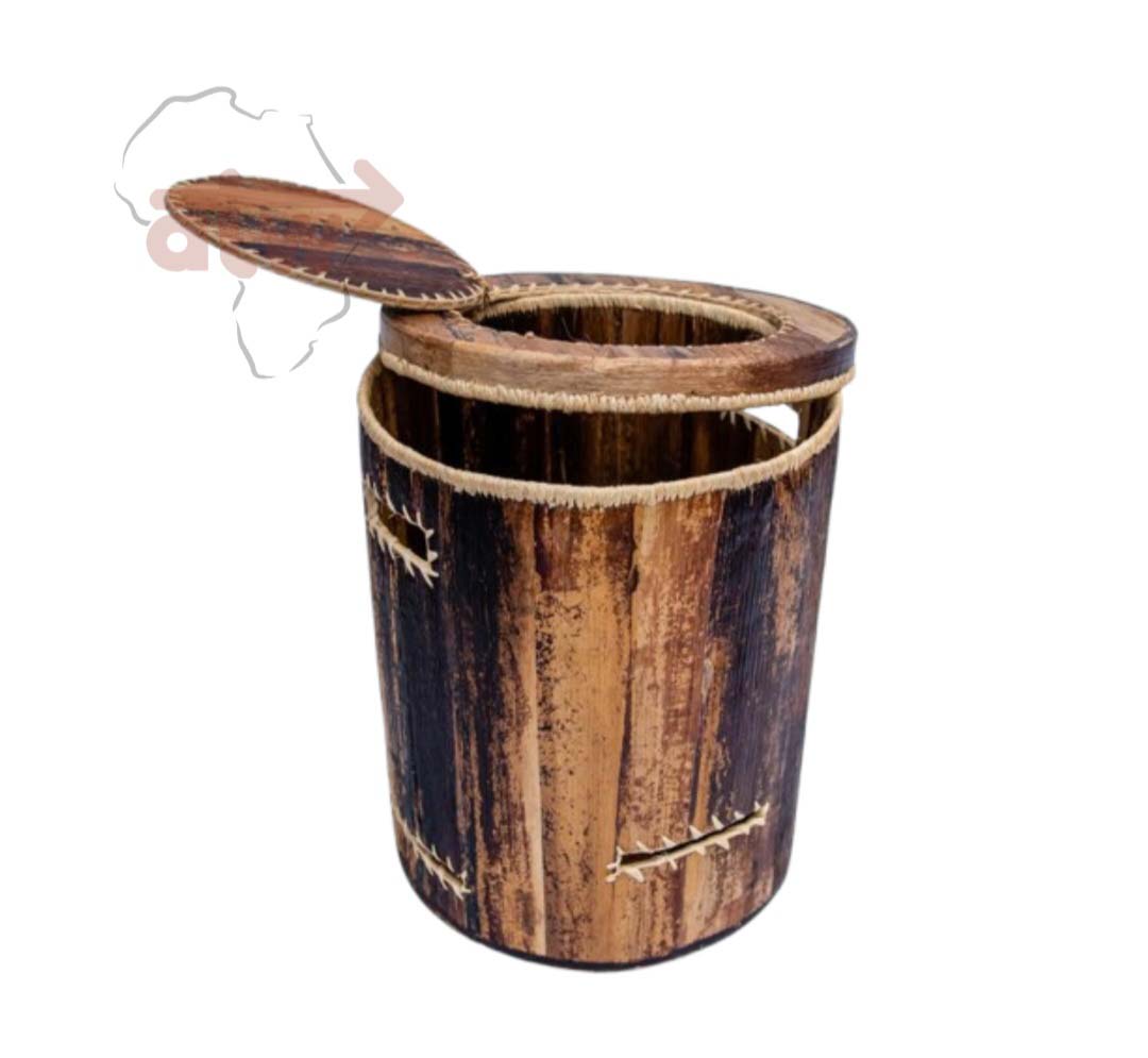 Small Round Banana Fibre (Byayi) Laundry Basket