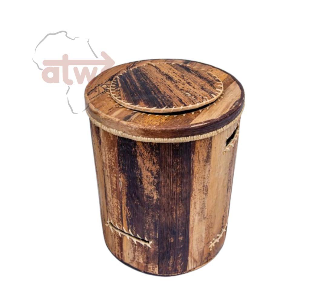 Small Round Banana Fibre (Byayi) Laundry Basket - Image 2