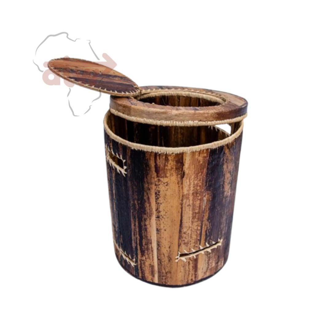 Small Round Banana Fibre (Byayi) Laundry Basket - Image 3