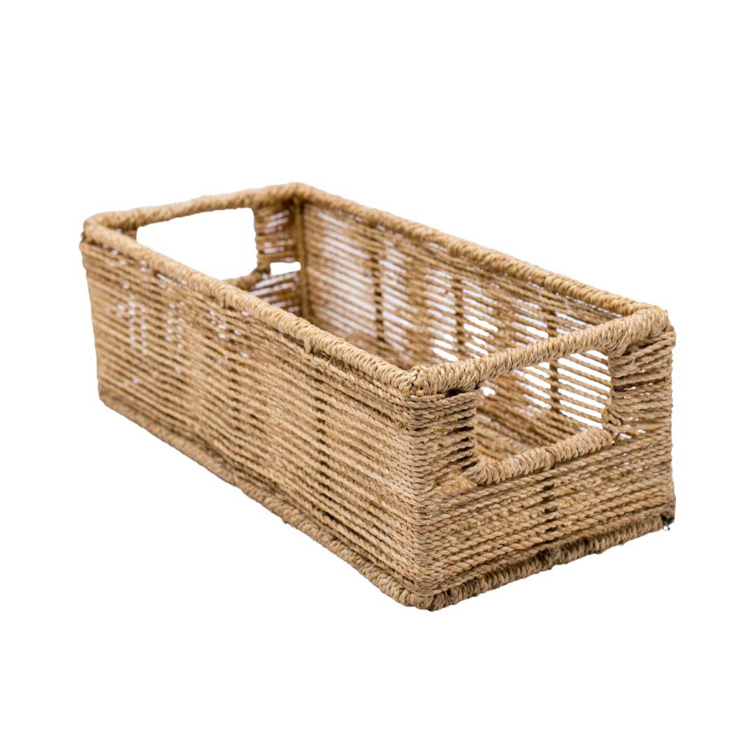 Banana Fibre (Byayi) Wicker Storage Basket With Metallic Frame