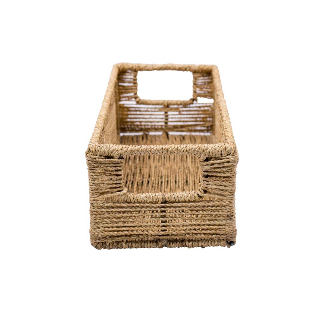 Banana Fibre (Byayi) Wicker Storage Basket With Metallic Frame - Image 2