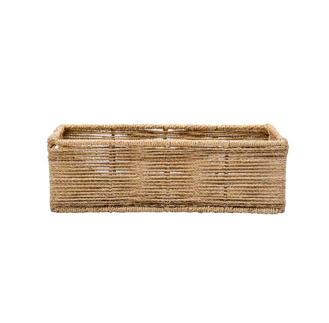 Banana Fibre (Byayi) Wicker Storage Basket With Metallic Frame - Image 3