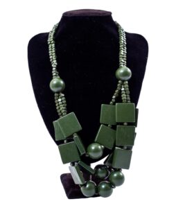 Green Long Wood Necklace