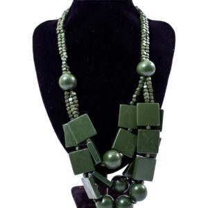 Green Long Wood Necklace