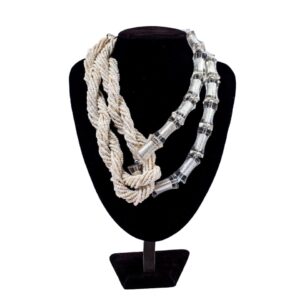 Twisted Seed & Plastic Bead Necklace