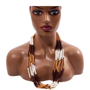 Small Bead Necklace (Brown & Cream Beads)
