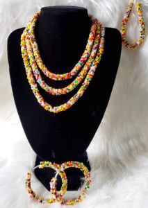 Multi-Coloured Crochet Necklace & Earrings