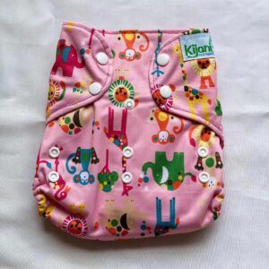 Kijani Deluxe Pink Print Reusable Diaper (5-20kg)