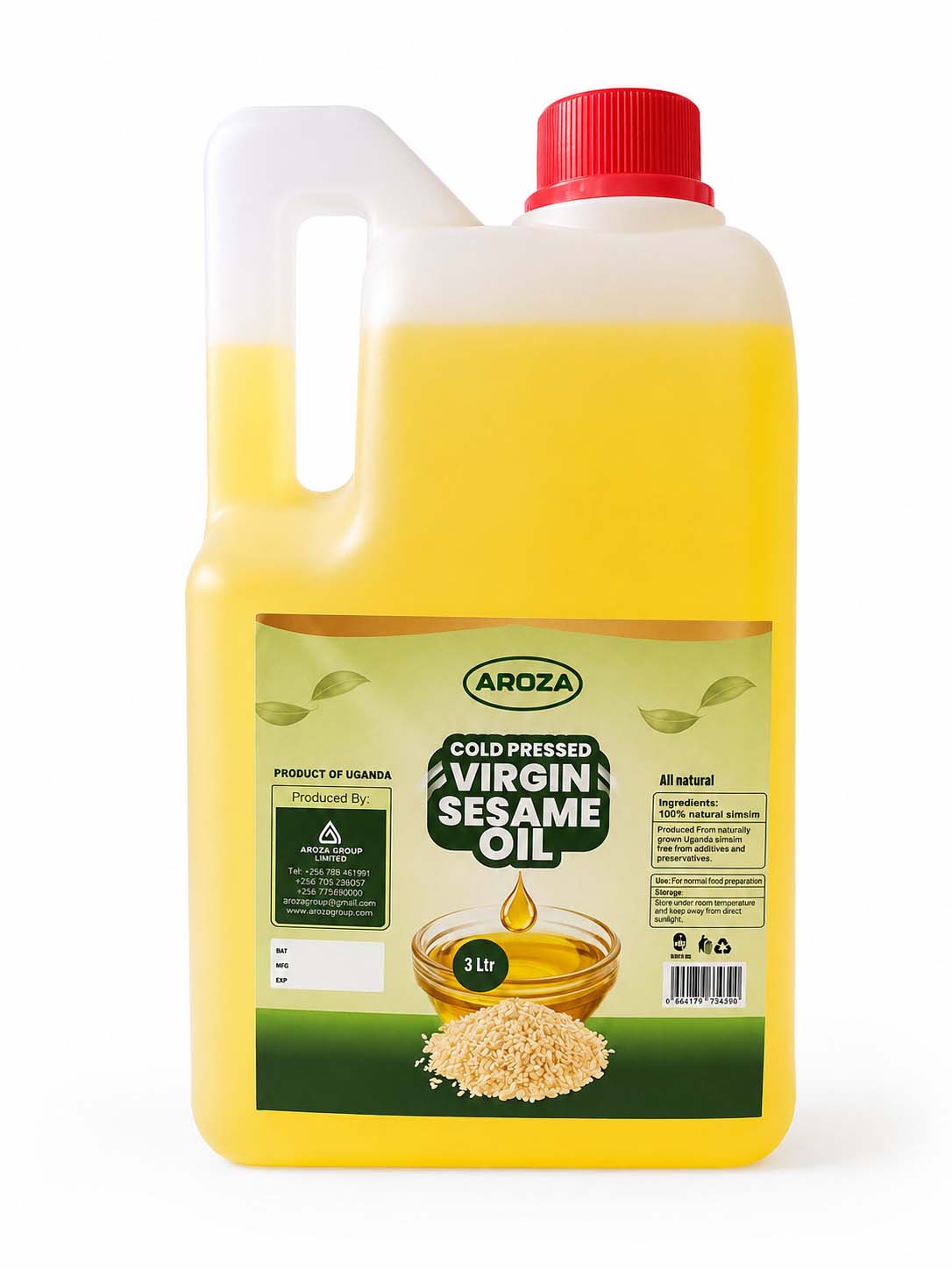 Aroza Cold Pressed Virgin Sesame Oil- 3L