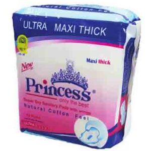 Princess Maxi Thick Sanitary Pads With Wings- 10 Pads